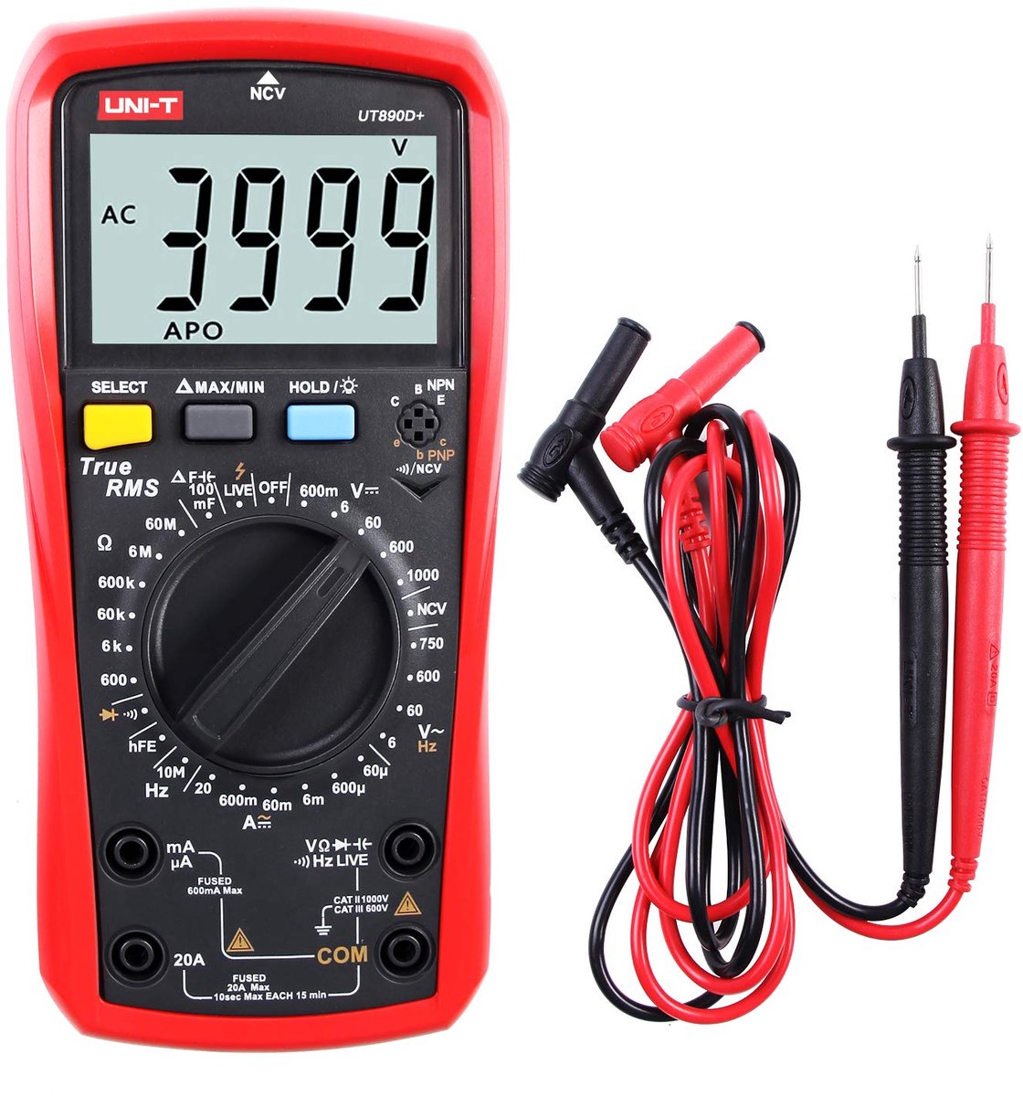 Digitale Multimeter - True RMS Volt- en Ampèremeter met Weerstand, Capaciteit, Frequentie en Diode Functie