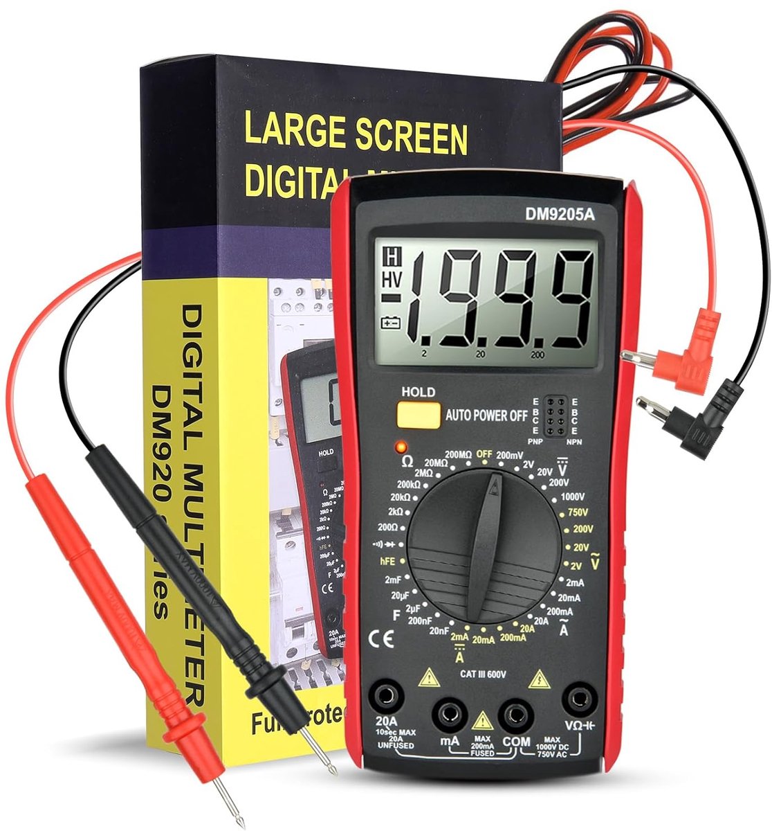 Digitale Multimeter met 2000 Counts - True RMS Multimeter voor Spanning, Stroom, Weerstand en Capaciteit