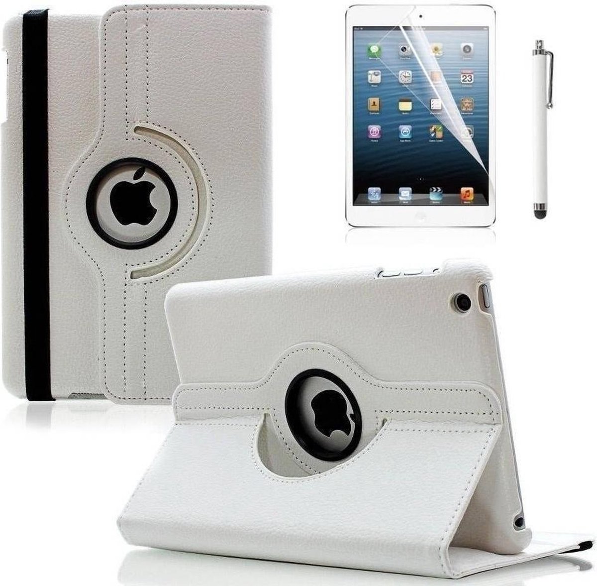 Hoes Geschikt Voor iPad Mini 4 hoes 360 graden leer wit