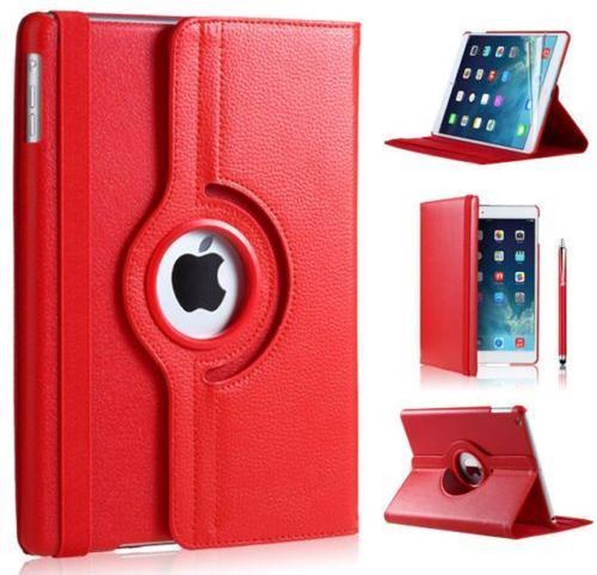 iPad Air 2019 hoes 360 graden rood leer