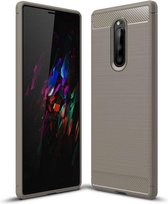 Sony Xperia 1 hoesje, gel case carbonlook, grijs | GSM Hoesje / Telefoonhoesje Geschikt Voor: Sony Xperia 1