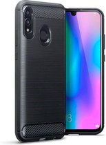 Huawei P Smart (2019) hoesje, gel case carbon look, zwart | GSM Hoesje / Telefoonhoesje Geschikt Voor: Huawei P Smart (2019)