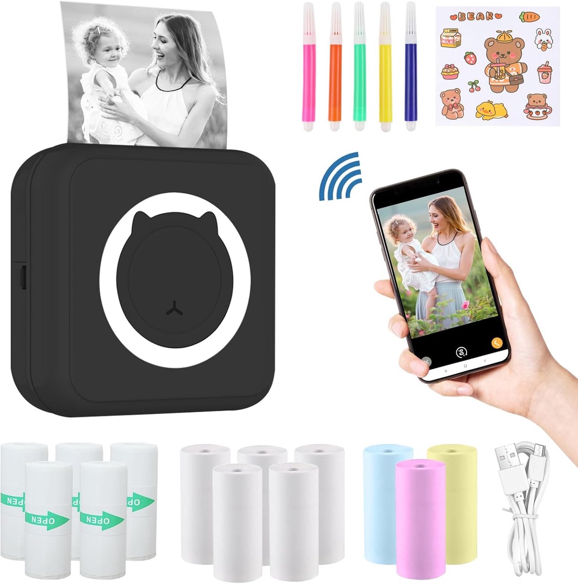 Mini Thermische Fotoprinter voor Smartphone - Draagbare Bluetooth Printer voor Notities, Stickers en Meer