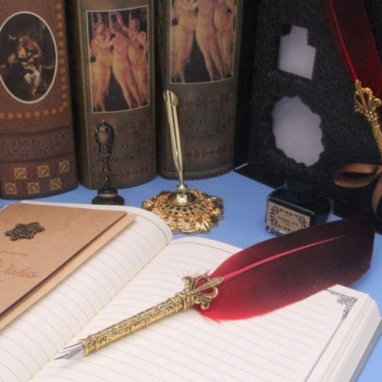 Plume d'oie naturelle trempée dans Water stylo plume calligraphie coffret cadeau de Luxe Set plume calligraphie Set Luxe écrire stylo plume