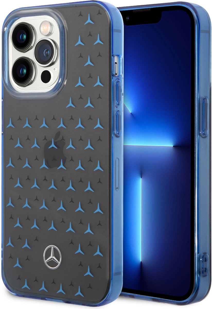 Mercedes-Benz Back cover - iPhone 14 Pro - Blauw - Schokabsorberend - Draadloos laadcompatibel