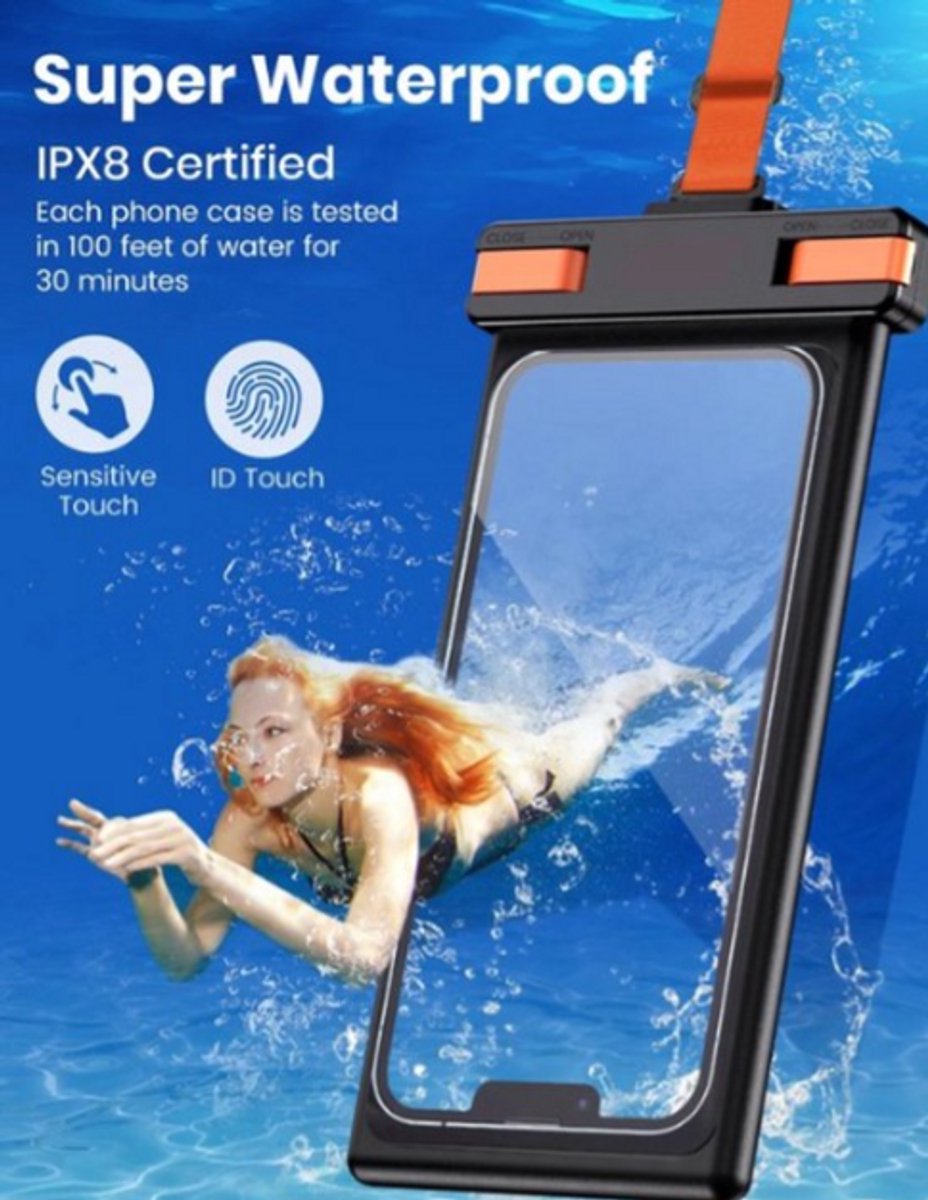 Waterdichte Universeel Onder Water Telefoonhoes, [Onderwater Scherm Touchable] Ipx8 Waterdichte Telefoonhoes Compatibel Voor Mobiele Telefoon Tot 7.0 Inch