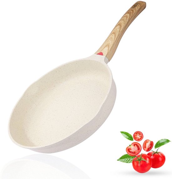 Koekenpan - Wokpan - hapjespan inductie krasbestendig coating - Ivory - PFOA free - 28cm -