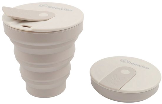 Hunu opvouwbare koffiekop – grijs-creme – siliconen – 235ml