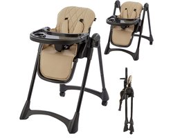 Bebies First Kinderstoel – Eetstoel Baby – Inklapbaar en Verstelbaar – Met Eetblad en 5-puntsgordel – Clay