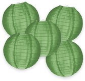 5-set LMPN® nylon lampionnen - saliegroen - 25cm - voor buiten