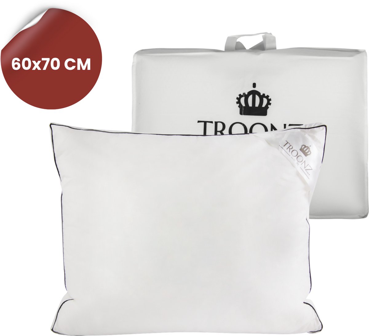 Troonz Hoofdkussen Four dons - 60x70 - Nekklachten - Veder Zacht - Zijslaapkussen - - Ergonomisch Kussen 60 x 70 cm