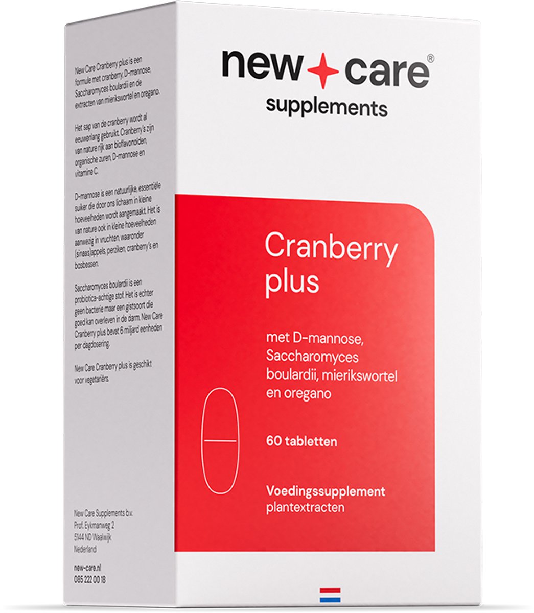 Goedkoopste New Care Cranberry plus D-mannose - 60 tabletten - vegetarisch