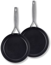 Brabantia Dusk R ns Ensemble de Poêles à frire 2 pièces. Ø 20 cm et Ø 24 cm – 100 % sans PFAS – 100 % recyclé – Compatible induction – Aluminium léger de haute qualité – Revêtement céramique – Double revêtement antiadhésif – Grijs transparent