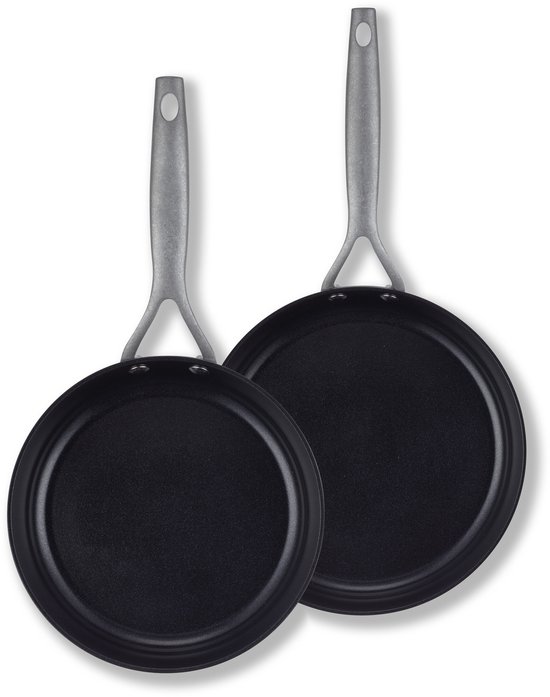 Brabantia Dusk 2-delige Koekenpannenset Ø 20 & 24cm – 100% PFAS Vrij - Keramische Antiaanbaklaag – Inductie Koekenpannenset - Vaatwasser- en Ovenbestendig – Grijs