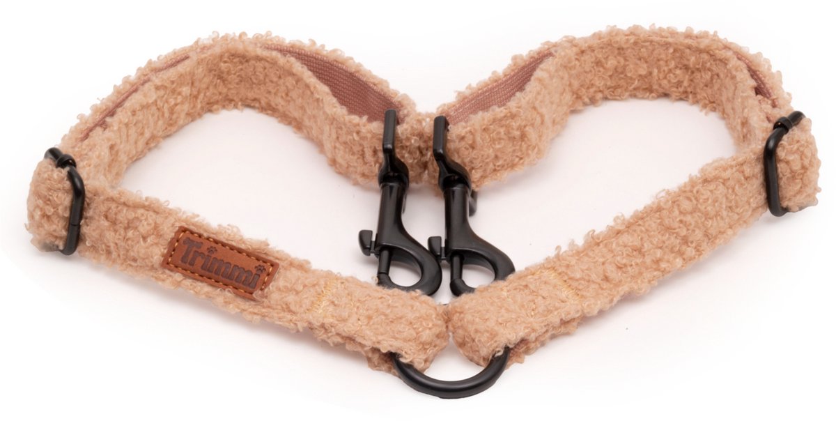 Teddy koppelstuk beige - koppelstuk riem hond - koppelriem - wandelen met twee honden - koppelstel hond - koppelstukken - hondenhalsband met naam - Halsbanden, riemen & tuigen - 2,5 cm breed - Trimmi