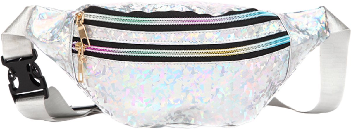 Oh Crabb - Heuptasje Holo zilver glitter - Volwassenen - Unisex - Danser/danseres - 80's & 90's - Disco - Festival
