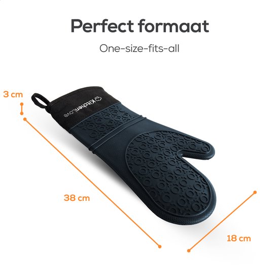 Strents® Ovenwanten Ovenhandschoenen Hittebestendig Tot 230 C Siliconen Zwart Koken En407 Gecertificeerd 2 Stuks 2084661013