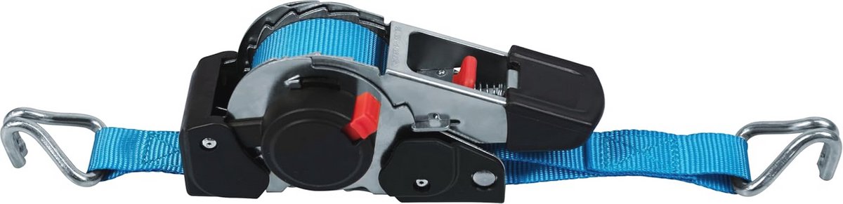 Spanband 3,5 m x 25 mm - 600 kg - Automatisch Oprolbaar - Polyester met Spanratel & Puntige Haak