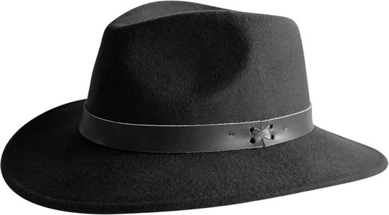 Blake Fedora Automne Hiver Chapeau Femme Homme Chapeau 100% Feutre de Laine House of Ord - Taille: M/L: 57cm Couleur: Zwart