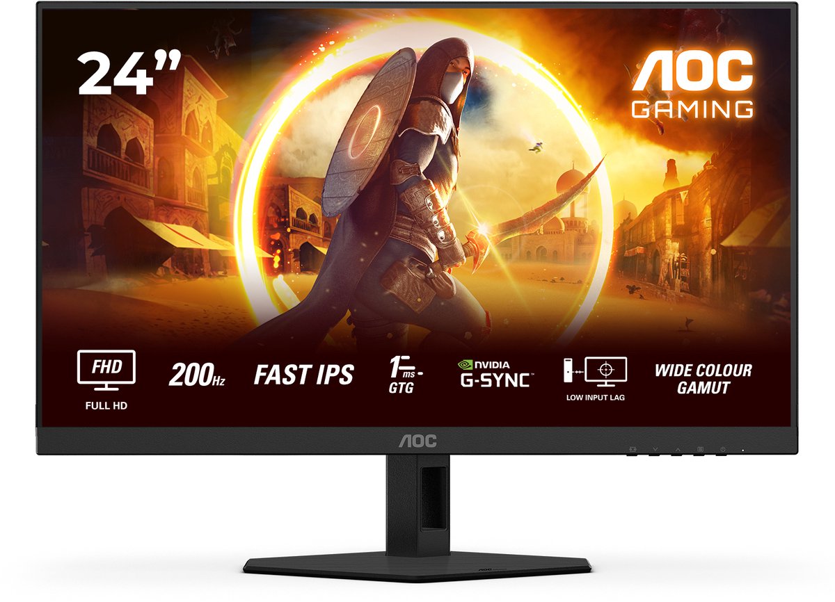 AOC G4 24G4HRE - Full HD Fast IPS Gaming Monitor - G-Sync Compatible - 0.5ms - 200hz - Speakers - 24 inch