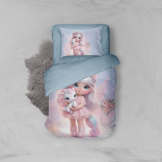 Eleganzzz Kinder Dekbedovertrek Princess Nights - Prinses Dekbedovertrek met Eenhoorn - Multi - 140x200/220cm - Dekbedovertrek Kinderen - Micropercal - Eenpersoons — afbeelding 5