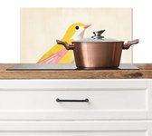 Spatscherm keuken 60x30 cm - Kookplaat achterwand Vogel - Minimalistisch - Geel - Muurbeschermer - Spatwand fornuis - Hoogwaardig aluminium