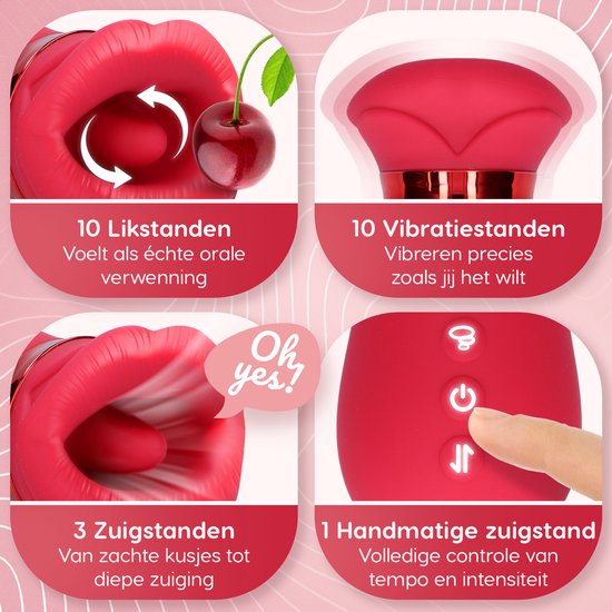 Sensual Desire® LIPS – Likkende Tong Vibrator – Vibrators & Sex Toys voor Vrouwen – 14 Standen met Zuigfunctie – Clitoris Stimulator Realistisch – Stil & Waterdicht