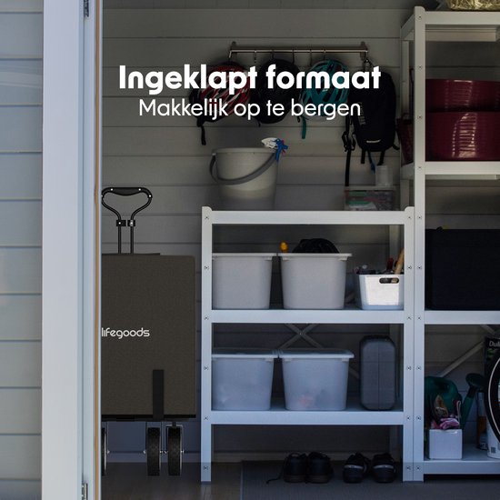 LifeGoods Bolderkar - Opvouwbaar - Draaibare wielen - 94L - 2 Standen - 70KG Draagkracht - Grijs van LifeGoods — afbeelding 4