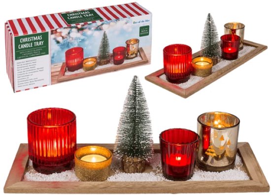 Kerstkaarsen - Houder - Kerst - Decoratieve glazen - woonaccessoires - Kerstwoondecoratie - Waxinelichtjeshouder - 4 stuks - Kaarsenplateau