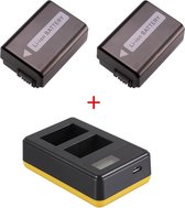 Highbatt NP-FW50 Sony kit - 2 x NP-FW50 + USB dubbellader met LCD scherm