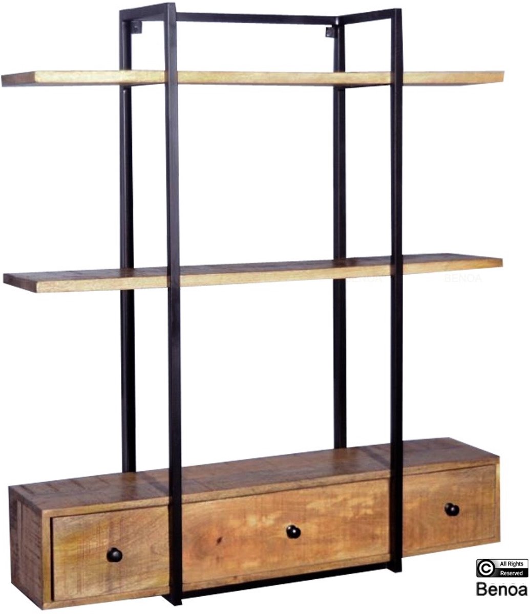wandrek 3 lades met planken mangohout 80x90 cm