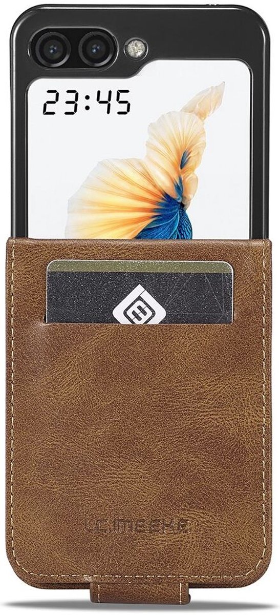 LC.IMEEKE Hoesje Wallet Book Case Bruin Geschikt voor Samsung Galaxy Z Flip 5