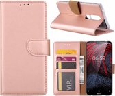 Booktype Kunstleer Hoesje Met Pasjesruimte Rose Goud Nokia 6.1 Plus