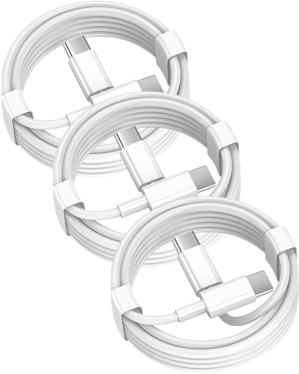 USB C naar USB C kabel - 1 Meter Oplaadkabel 3x - USB-C Oplader Kabel - Wit