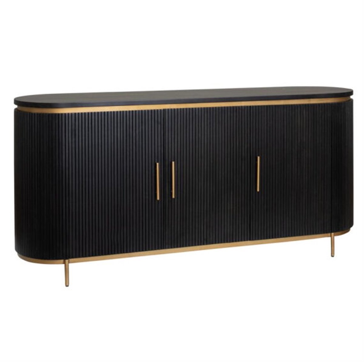 Tower Living Dressoir Rivello mangohout 180x45x85 cm - Zwart & Brass