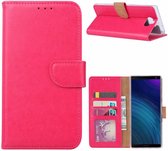 Ntech Hoesje voor Sony XA3 Ultra portemonnee hoesje / met opbergvakjes Pink