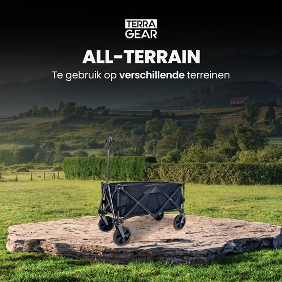 TerraGear Bolderkar opvouwbaar - Bolderwagen vierkant opvouwbaar - 110L inhoud - 100KG draagcapaciteit van TerraGear — afbeelding 4