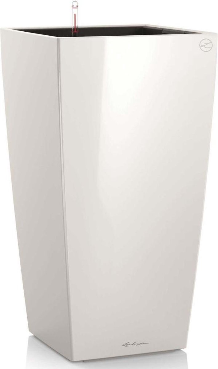 LECHUZA CUBICO PREMIUM 50 - Plantenbak - met uitneembare binnenbak - met bewateringssysteem - ALL-IN-ONE set met LECHUZA-PON - wit hoogglans