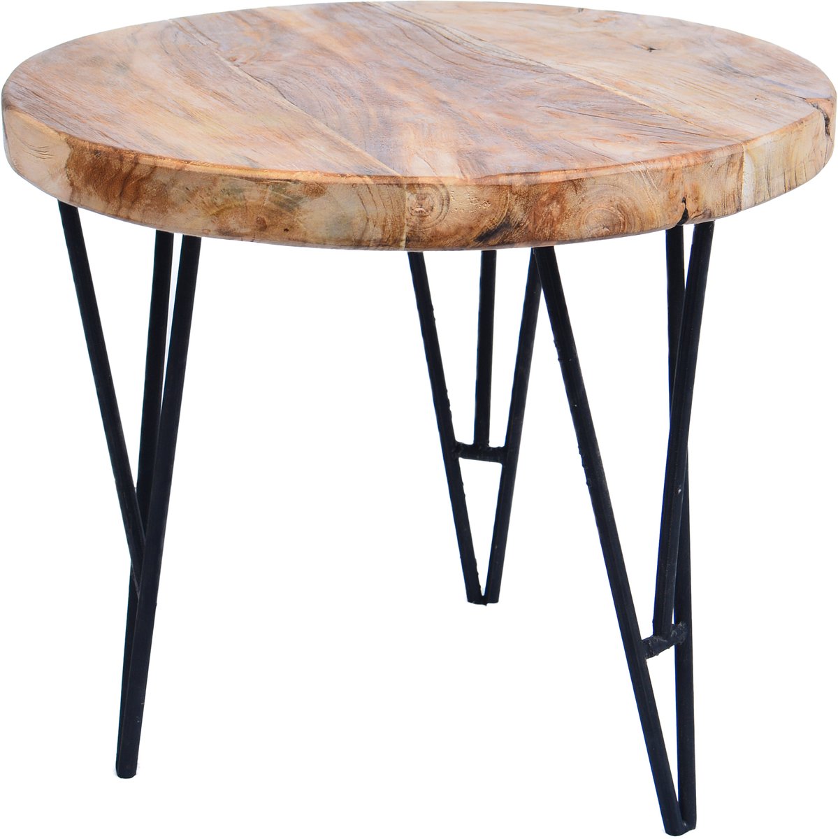 Ronde tafel teak op stalen pootjes | robuust en fraai | Ø 50 - Hoogte 37 cm