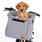 Pawesome - Fietsmand voor honden - Extra veilig - Fietsmand hond voorop - 3-in-1 Fietsmand, schoudertas & Rugtas - Stevige Afneembare Hondenmand - 30x40x35- Grijs