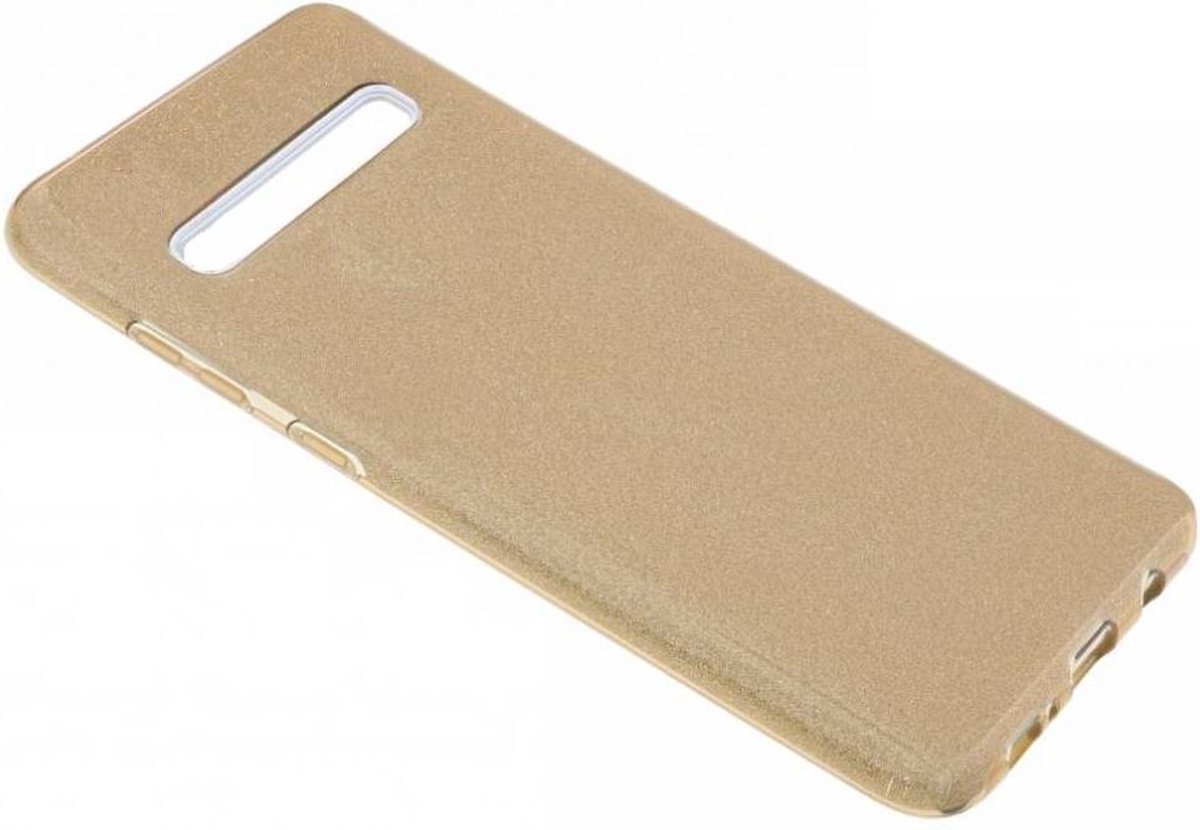 Ntech Hoesje Geschikt Voor Samsung Galaxy S10 Goud Glitter TPU Back Cover Hoesje