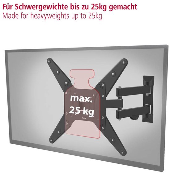 Afbeelding van een TV-muurbeugel met een gewichtslimiet van 25 kg.