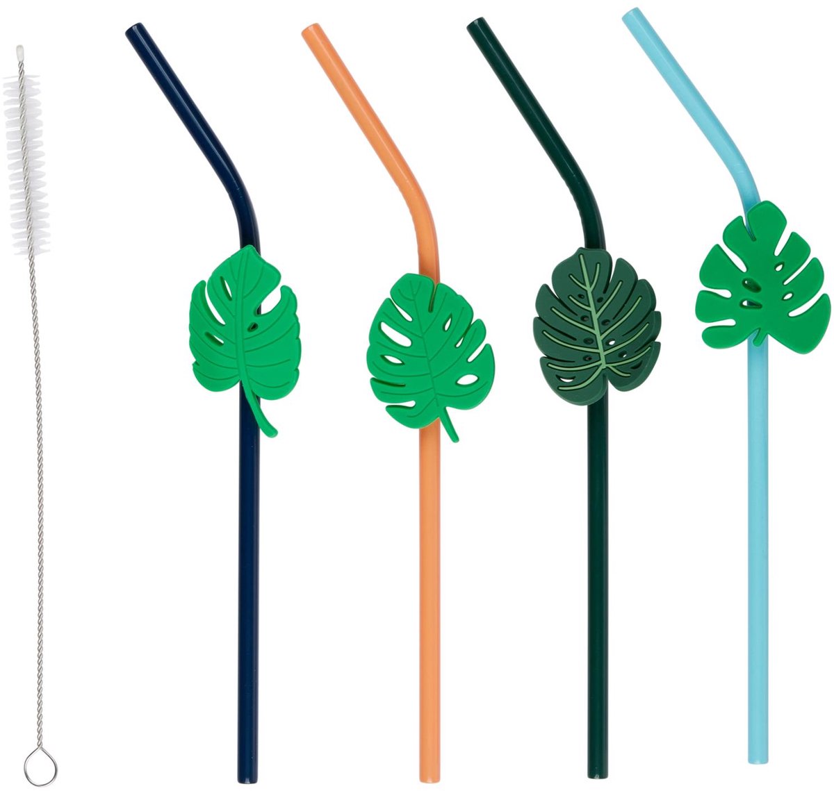 Alpina drinkrietjes set - 5 stuks met borstel
