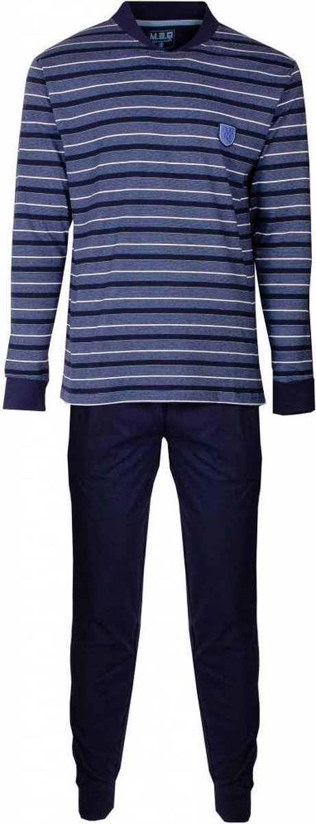 MEQ Heren Pyjama - Pyjama Set - 100% Gekamde Katoen - Blauw - Maat S