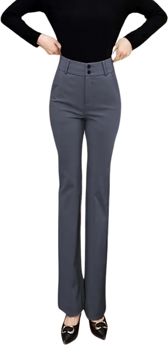 Livano Pantalon Dames Chino Golfbroek Nette Broek Met Elastische Tailleband Volwassenen Donkergrijs