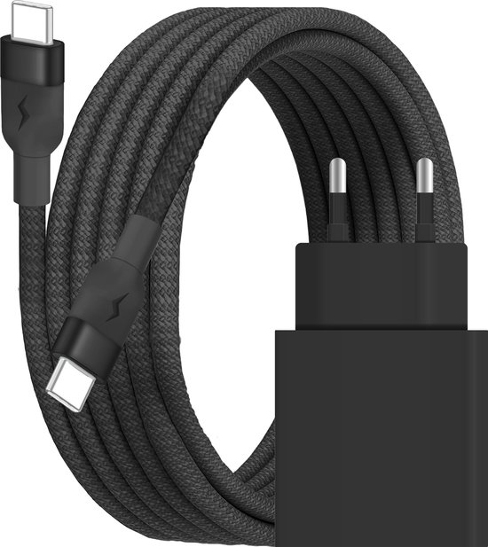 25W USB-C Snellader 2m Nylon Kabel – Super Fast Charging Power Delivery voor Samsung & Apple Smartphones Tablets