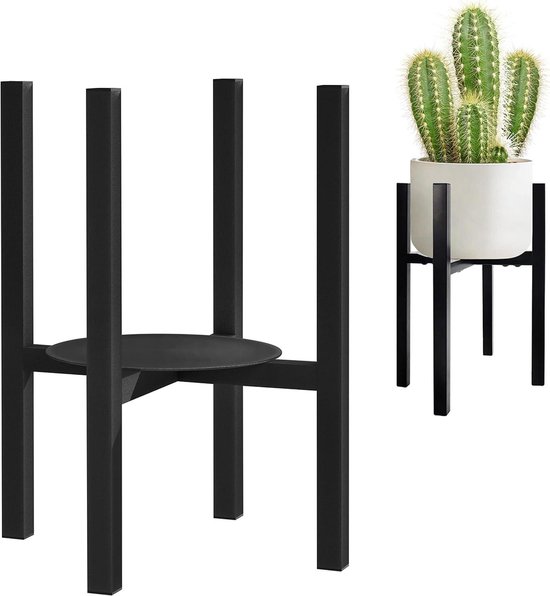 JNUYISW Verstelbare plantenstandaard, bloemenstandaard, metaal, zwart, met 4 zwenkwielen voor 24-38 cm, verschillende potmaten, bloemenkruk, plantenkruk voor huis, tuin, binnen en buiten, decoratie