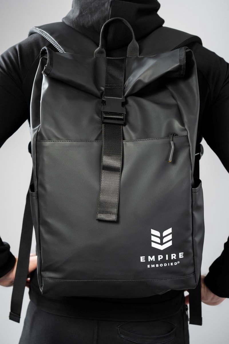 Empire Embodied Athlete's Companion Backpack Pure Black - Rolltop Rugzak - Sportrugzak Heren en Dames - 19,5 Liter - Zwart