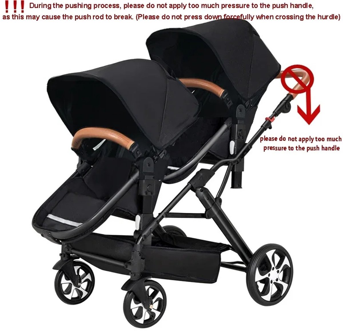 Mila Shop Tweeling buggy - Duo Buggy - Duo kinderwagen - Incl. 2 omvormbare zitjes & reiswiegjes - Geschikt voor 1 0f 2 kindjes vanaf geboorte tot 22KG - Zwart — cadeau in Cadeau-ideeën - foto 4