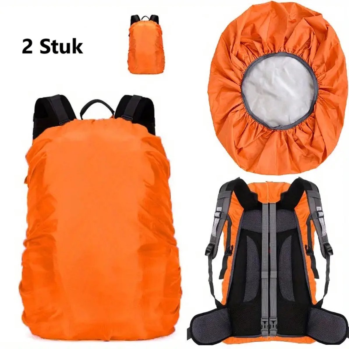 2x Regenhoes Voor De Rugzak I Rugzak Regencover I Waterdicht I Regenhoes Tas I Bescherming Tas Tegen regen I 25-35 Liter I Oranje